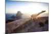 A Young Woman Does an Acrobatic Yoga Pose at the Torre Des Savinar Lookout Tower in Sw Ibiza-Day's Edge Productions-Mounted Photographic Print