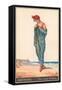 A Young Woman Draped in a Towel on a Beach-null-Framed Stretched Canvas