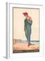 A Young Woman Draped in a Towel on a Beach-null-Framed Giclee Print