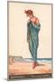 A Young Woman Draped in a Towel on a Beach-null-Mounted Giclee Print
