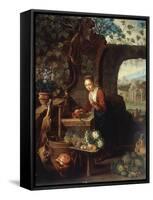 A Young Woman Drawing Water from a Well-Gerrit Dou-Framed Stretched Canvas