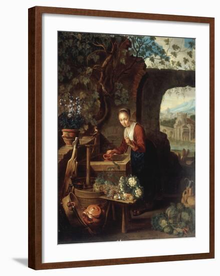 A Young Woman Drawing Water from a Well-Gerrit Dou-Framed Giclee Print