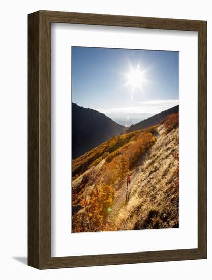 A Young Woman Goes for a Fall Run Along the Pipeline Trail, Millcreek Canyon, Salt Lake City, Utah-Louis Arevalo-Framed Photographic Print