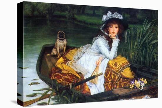 A Young Woman in a Boat-James Tissot-Stretched Canvas