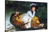 A Young Woman in a Boat-James Tissot-Stretched Canvas