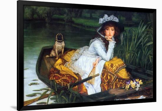 A Young Woman in a Boat-James Tissot-Framed Art Print