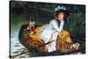 A Young Woman in a Boat-James Tissot-Stretched Canvas