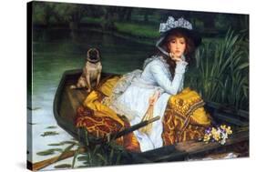 A Young Woman in a Boat-James Tissot-Stretched Canvas