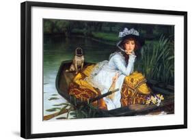 A Young Woman in a Boat-James Tissot-Framed Art Print