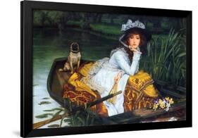 A Young Woman in a Boat-James Tissot-Framed Art Print