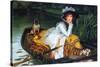 A Young Woman In a Boat-James Tissot-Stretched Canvas