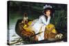 A Young Woman In a Boat-James Tissot-Stretched Canvas