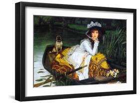 A Young Woman In a Boat-James Tissot-Framed Art Print