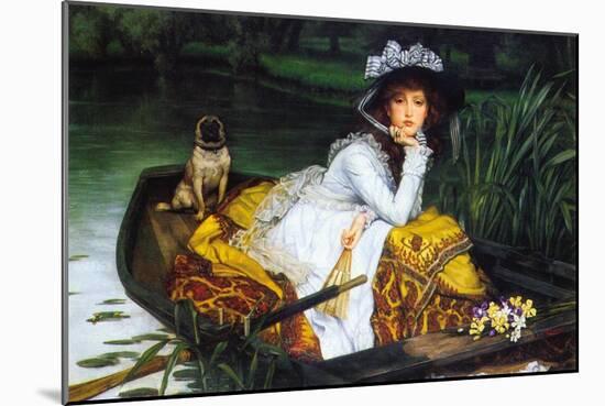 A Young Woman In a Boat-James Tissot-Mounted Art Print