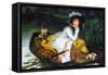 A Young Woman In a Boat-James Tissot-Framed Stretched Canvas