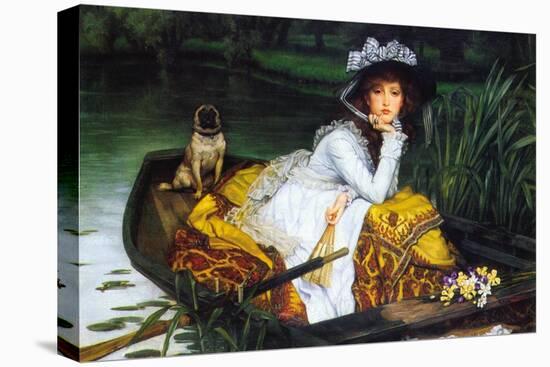 A Young Woman In a Boat-James Tissot-Stretched Canvas