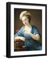 A Young Woman in Turkish Costume Seated Playing with a Cage-Bird, 1766-Joseph Marie Vien-Framed Giclee Print