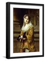 A Young Woman Outside a Church-Charles Louis Lucien Muller-Framed Giclee Print