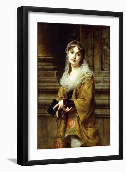 A Young Woman Outside a Church-Charles Louis Lucien Muller-Framed Giclee Print