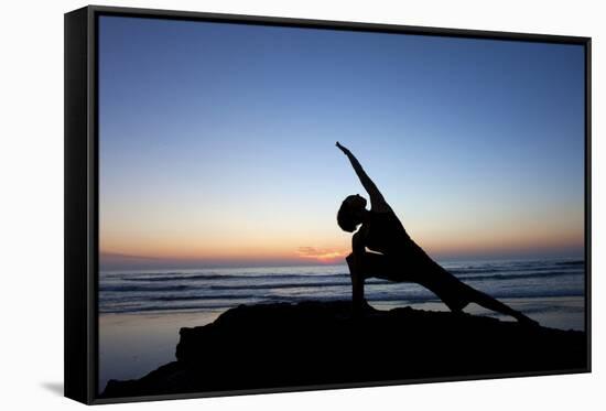 A Young Woman Performs Yoga at Blacks Beach in San Diego, California-Brett Holman-Framed Stretched Canvas