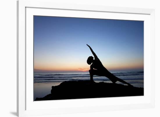 A Young Woman Performs Yoga at Blacks Beach in San Diego, California-Brett Holman-Framed Photographic Print