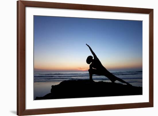 A Young Woman Performs Yoga at Blacks Beach in San Diego, California-Brett Holman-Framed Photographic Print