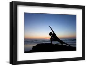 A Young Woman Performs Yoga at Blacks Beach in San Diego, California-Brett Holman-Framed Photographic Print
