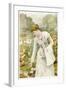 A Young Woman Picks Flowers in a Country Garden, and Stores Them in Her Apron-null-Framed Art Print