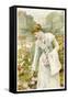 A Young Woman Picks Flowers in a Country Garden, and Stores Them in Her Apron-null-Framed Stretched Canvas