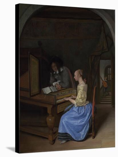 A Young Woman Playing a Harpsichord, C. 1660-Jan Havicksz Steen-Stretched Canvas