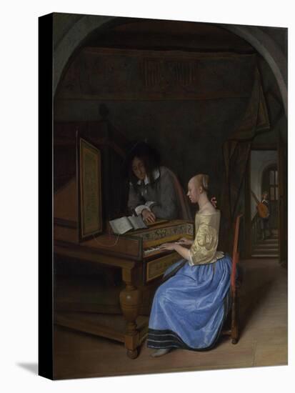 A Young Woman Playing a Harpsichord, C. 1660-Jan Havicksz Steen-Stretched Canvas
