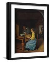 'A Young Woman playing a Harpsichord to a Young Man', 1659-Jan Steen-Framed Giclee Print