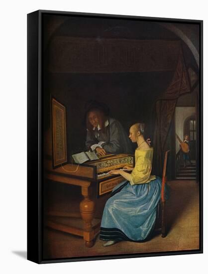 'A Young Woman playing a Harpsichord to a Young Man', 1659-Jan Steen-Framed Stretched Canvas