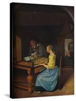 'A Young Woman playing a Harpsichord to a Young Man', 1659-Jan Steen-Stretched Canvas