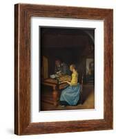 'A Young Woman playing a Harpsichord to a Young Man', 1659-Jan Steen-Framed Giclee Print