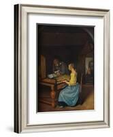 'A Young Woman playing a Harpsichord to a Young Man', 1659-Jan Steen-Framed Giclee Print