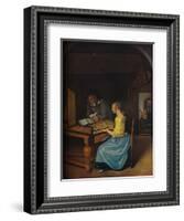 'A Young Woman playing a Harpsichord to a Young Man', 1659-Jan Steen-Framed Giclee Print
