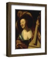 A Young Woman Playing the Viol-Gerrit Honthorst-Framed Giclee Print