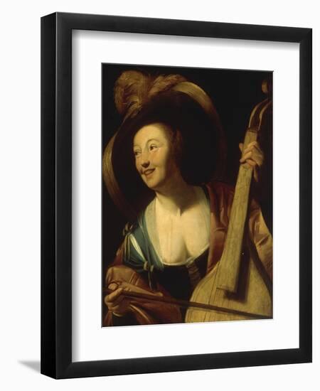 A Young Woman Playing the Viol-Gerrit Honthorst-Framed Giclee Print