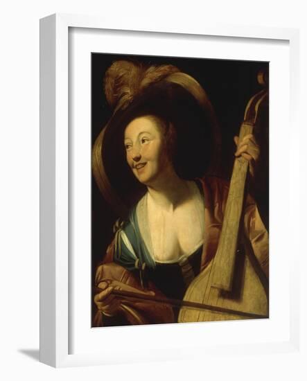 A Young Woman Playing the Viol-Gerrit Honthorst-Framed Giclee Print