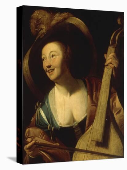 A Young Woman Playing the Viol-Gerrit Honthorst-Stretched Canvas