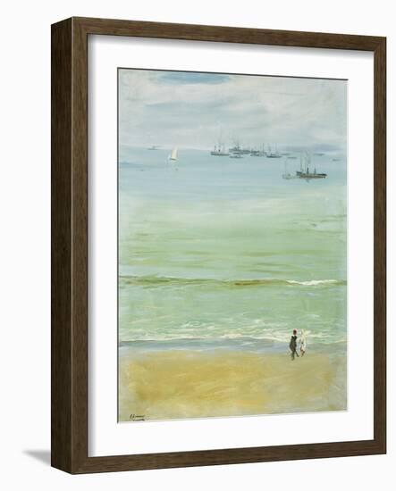 A Young Woman Pushing a Baby in a Pram-Sir John Lavery-Framed Giclee Print