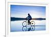 A Young Woman Rides Her Mountain Bike on the Flooded Salt Pan of the Salar De Uyuni in Sw Bolivia-Sergio Ballivian-Framed Photographic Print