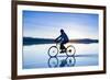 A Young Woman Rides Her Mountain Bike on the Flooded Salt Pan of the Salar De Uyuni in Sw Bolivia-Sergio Ballivian-Framed Photographic Print