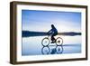 A Young Woman Rides Her Mountain Bike on the Flooded Salt Pan of the Salar De Uyuni in Sw Bolivia-Sergio Ballivian-Framed Photographic Print