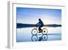 A Young Woman Rides Her Mountain Bike on the Flooded Salt Pan of the Salar De Uyuni in Sw Bolivia-Sergio Ballivian-Framed Photographic Print