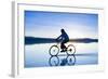 A Young Woman Rides Her Mountain Bike on the Flooded Salt Pan of the Salar De Uyuni in Sw Bolivia-Sergio Ballivian-Framed Photographic Print