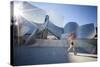 A Young Woman Runs at the Walt Disney Concert Hall in Downtown Los Angeles, California-Carlo Acenas-Stretched Canvas