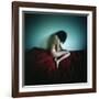 A Young Woman Sat on a Red Bed Sheet-Rafal Bednarz-Framed Photographic Print