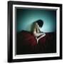 A Young Woman Sat on a Red Bed Sheet-Rafal Bednarz-Framed Photographic Print